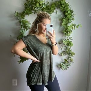 Free People Beach Green Short Sleeve Tee Small